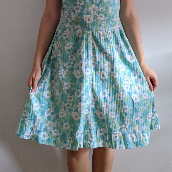 1940’s Floral Sea Foam Green A-Line Dress - Picture 3 of 7